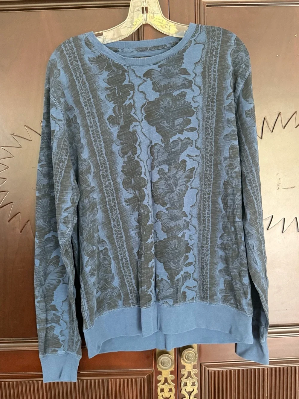 LUCKY BRAND Men’s Hawaiian Print Cotton Blend Boho Floral Light Sweatshirt Size